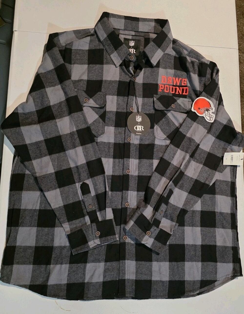 NFL x Darius Rucker Cleveland Browns Plaid Black Flannel Shirt Men’s 2XL NEW
